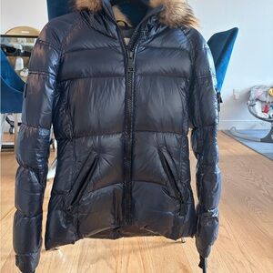 SAM. Midnight Blue Puffer Jacket with Fur Hood